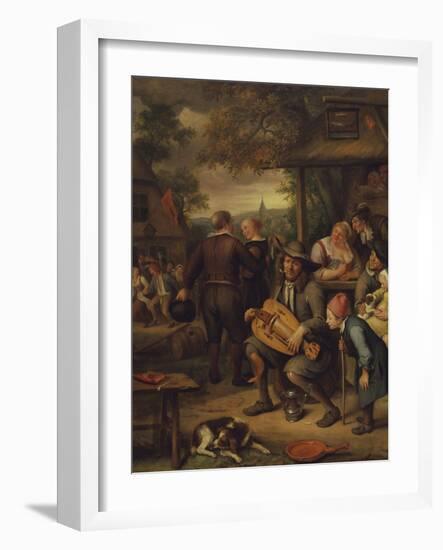 The Hurdy-Gurdy Player-Jan Havicksz. Steen-Framed Giclee Print