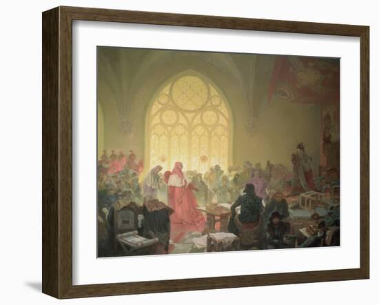 The Hussite King Jiri (D.1471) of Podebrady, from the 'Slav Epic', 1923-Alphonse Mucha-Framed Giclee Print