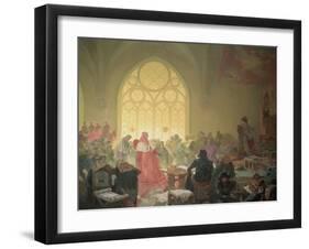 The Hussite King Jiri (D.1471) of Podebrady, from the 'Slav Epic', 1923-Alphonse Mucha-Framed Giclee Print