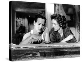 The Hustler, from Left, Paul Newman, Piper Laurie, 1961-null-Stretched Canvas