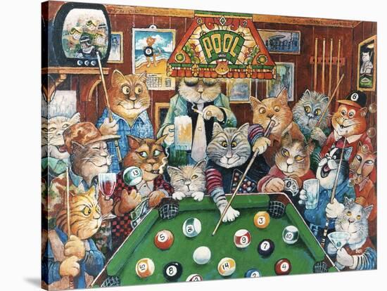 The Hustler (Pool Cats)-Bill Bell-Stretched Canvas