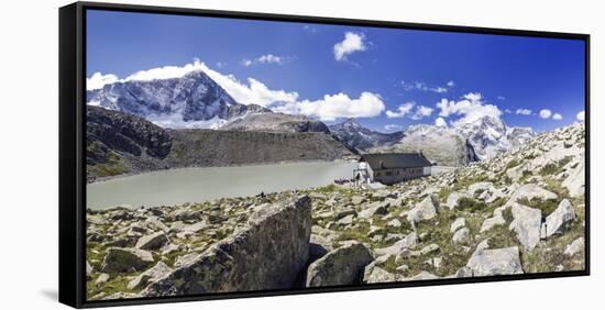 The Hut Garibaldi by the Lake Venerocolo and the North Wall of Mount Adamello-ClickAlps-Framed Stretched Canvas