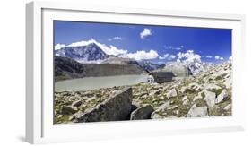 The Hut Garibaldi by the Lake Venerocolo and the North Wall of Mount Adamello-ClickAlps-Framed Photographic Print