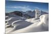 The Huts and the Bell Tower at Alpe Scima Covered in Snow. Alpe Scima, Valchiavenna, Lombardy-ClickAlps-Mounted Photographic Print