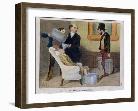 The Hydropathic Doctor, Caricature from "La Caricature"-Honore Daumier-Framed Giclee Print