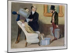 The Hydropathic Doctor, Caricature from "La Caricature"-Honore Daumier-Mounted Giclee Print