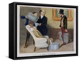 The Hydropathic Doctor, Caricature from "La Caricature"-Honore Daumier-Framed Stretched Canvas