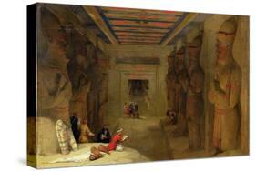 The Hypostyle Hall of the Great Temple at Abu Simbel, Egypt, 1849 (Oil on Panel)-David Roberts-Stretched Canvas