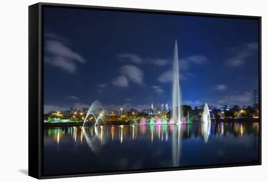 The Ibirapuera Park Fountain, Sao Paulo.-Jon Hicks-Framed Stretched Canvas