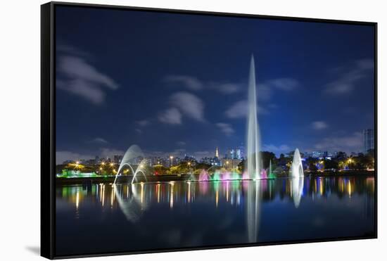 The Ibirapuera Park Fountain, Sao Paulo.-Jon Hicks-Framed Stretched Canvas