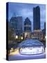 The Ice Rink at Night, Robson Square, Downtown, Vancouver, British Columbia, Canada, North America-Martin Child-Stretched Canvas