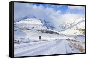 The Icefields Parkway Road Highway Covered in Ice at the Icefields Centre-Neale Clark-Framed Stretched Canvas