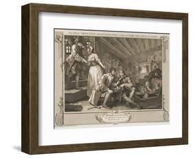 The Idle 'Prentice Betray'D by His Whore and Taken in a Night Cellar with His Accomplice-William Hogarth-Framed Giclee Print