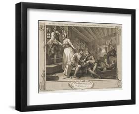 The Idle 'Prentice Betray'D by His Whore and Taken in a Night Cellar with His Accomplice-William Hogarth-Framed Giclee Print