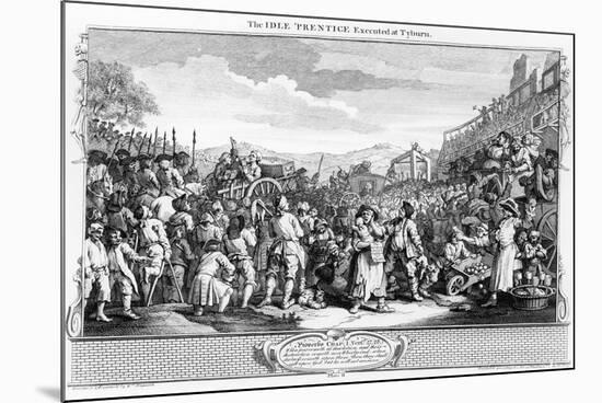 The Idle 'Prentice Executed at Tyburn, Plate Xi of 'Industry and Idleness', 1747-William Hogarth-Mounted Giclee Print
