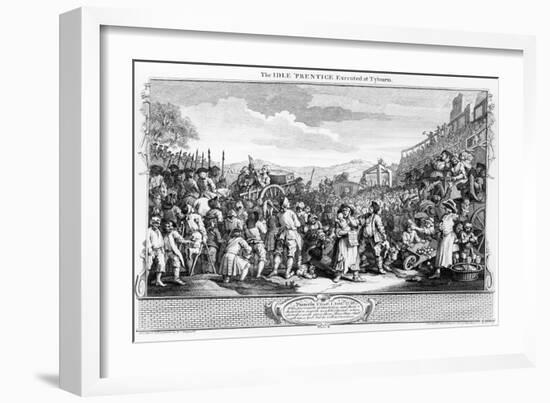 The Idle 'Prentice Executed at Tyburn, Plate Xi of 'Industry and Idleness', 1747-William Hogarth-Framed Giclee Print