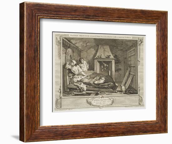 The Idle 'Prentice Return'D from Sea and in a Garret with a Common Prostitute-William Hogarth-Framed Giclee Print