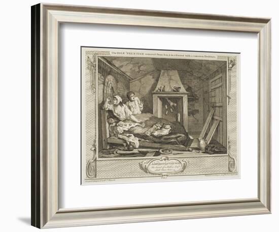 The Idle 'Prentice Return'D from Sea and in a Garret with a Common Prostitute-William Hogarth-Framed Giclee Print