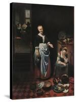 'The Idle Servant', 1655-Nicolaes Maes-Stretched Canvas