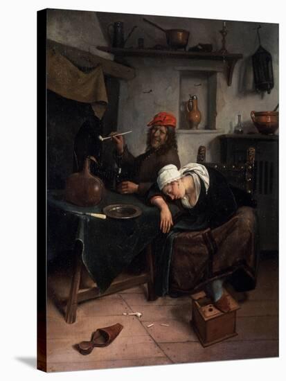 The Idlers, C1660-Jan Steen-Stretched Canvas