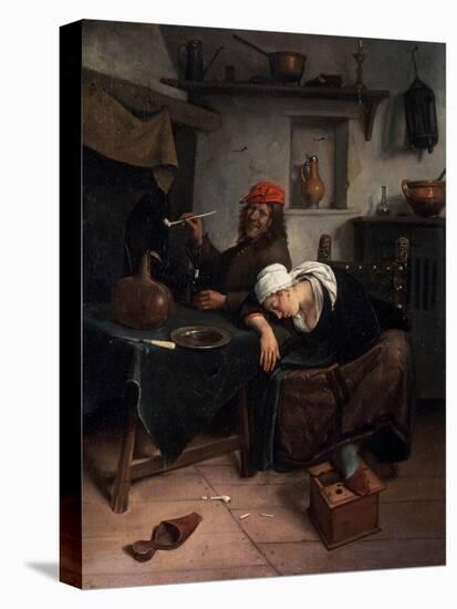 The Idlers, C1660-Jan Steen-Stretched Canvas