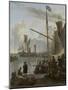 The Ij at Amsterdam, Seen from the Mosselsteiger (Mussel Pier) 1673-Ludolf Backhuysen-Mounted Giclee Print