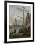 The Ij at Amsterdam, Seen from the Mosselsteiger (Mussel Pier) 1673-Ludolf Backhuysen-Framed Giclee Print