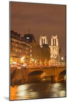 The Ile De La Cite and Notre Dame Cathedral at Night, Paris, France, Europe-Julian Elliott-Mounted Photographic Print