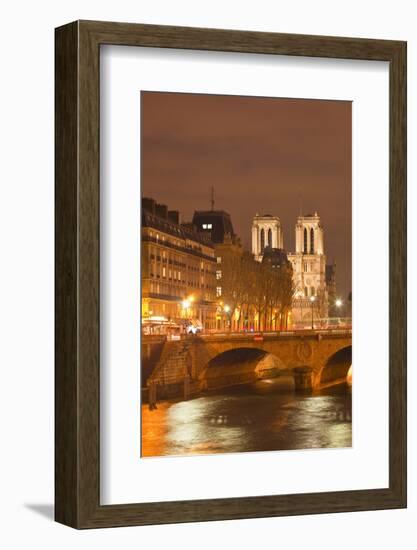 The Ile De La Cite and Notre Dame Cathedral at Night, Paris, France, Europe-Julian Elliott-Framed Photographic Print