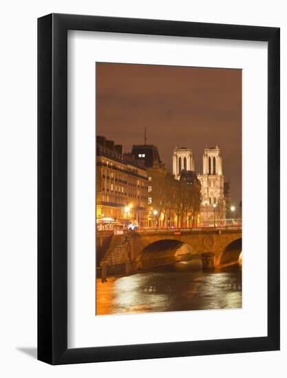 The Ile De La Cite and Notre Dame Cathedral at Night, Paris, France, Europe-Julian Elliott-Framed Photographic Print