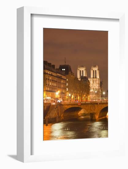 The Ile De La Cite and Notre Dame Cathedral at Night, Paris, France, Europe-Julian Elliott-Framed Photographic Print