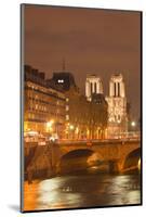 The Ile De La Cite and Notre Dame Cathedral at Night, Paris, France, Europe-Julian Elliott-Mounted Photographic Print