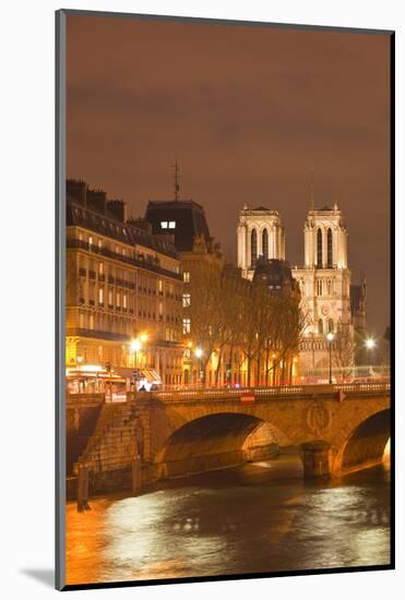 The Ile De La Cite and Notre Dame Cathedral at Night, Paris, France, Europe-Julian Elliott-Mounted Photographic Print