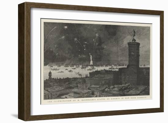 The Illumination of M Bartholdi's Statue of Liberty in New York Harbour-null-Framed Giclee Print