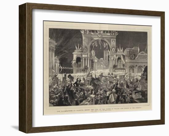 The Illuminations at Calcutta During the Visit of the Prince of Wales, the Crowd in the Streets-William John Hennessy-Framed Giclee Print