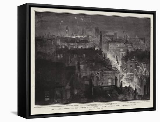 The Illuminations on Coronation Day, General View, Looking Down Waterloo Place-William Lionel Wyllie-Framed Stretched Canvas