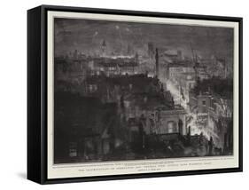 The Illuminations on Coronation Day, General View, Looking Down Waterloo Place-William Lionel Wyllie-Framed Stretched Canvas
