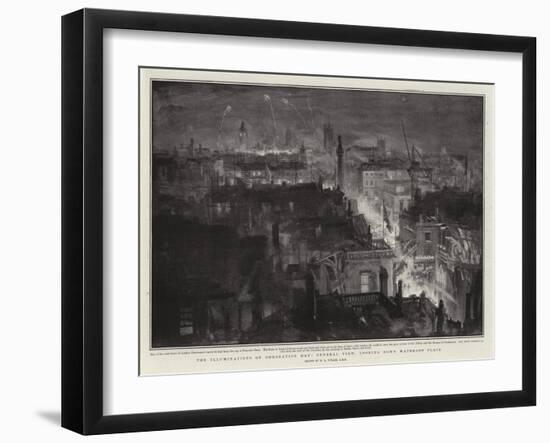 The Illuminations on Coronation Day, General View, Looking Down Waterloo Place-William Lionel Wyllie-Framed Giclee Print