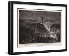 The Illuminations on Coronation Day, General View, Looking Down Waterloo Place-William Lionel Wyllie-Framed Giclee Print