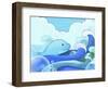 The Image of Blue Whale with Wave-TongRo-Framed Giclee Print