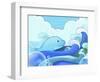 The Image of Blue Whale with Wave-TongRo-Framed Giclee Print