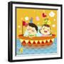 The Image of Children Fishing on the Boat-TongRo-Framed Giclee Print