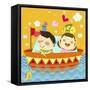 The Image of Children Fishing on the Boat-TongRo-Framed Stretched Canvas