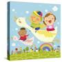 The Image of Children Flying on the Bird-TongRo-Stretched Canvas