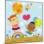 The Image of Children Flying with Colorful Balloon-TongRo-Mounted Giclee Print