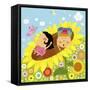 The Image of Children Playing on the Yellow Sunflower-TongRo-Framed Stretched Canvas
