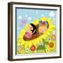 The Image of Children Playing on the Yellow Sunflower-TongRo-Framed Giclee Print