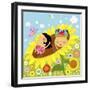 The Image of Children Playing on the Yellow Sunflower-TongRo-Framed Giclee Print