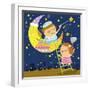 The Image of Children Playing with Moon and Star-TongRo-Framed Giclee Print