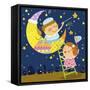 The Image of Children Playing with Moon and Star-TongRo-Framed Stretched Canvas